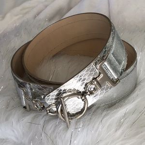 Fabio Corti Silver Leather Toggle Belt